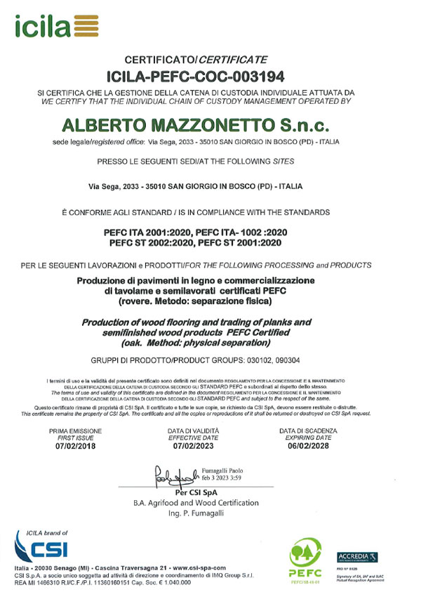 Certificato ICILA PEFC
